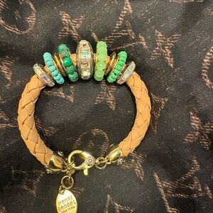 Henri Bendel Tan and Green Beaded Bracelet